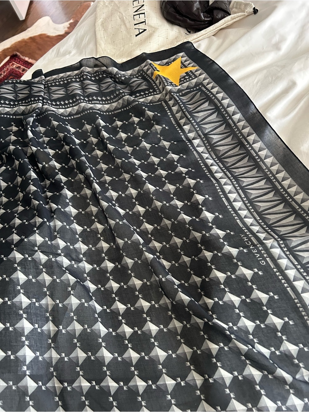Givenchy Black & White Geometric Swim Sarong